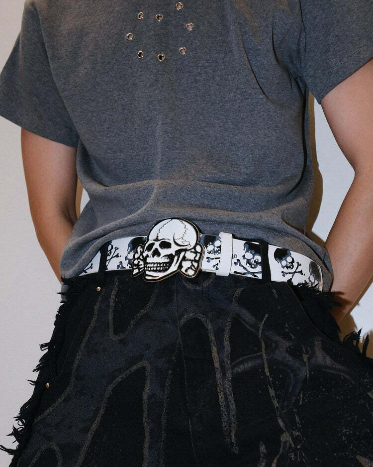 2000s iconic skull belt   retro & edgy streetwear staple 1590