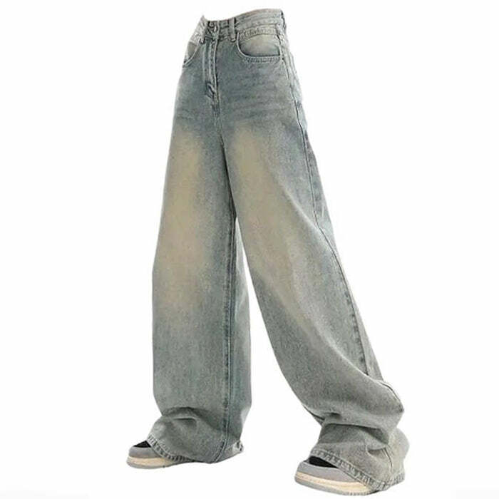 90's inspired light wash baggy jeans   youthful retro style 4858