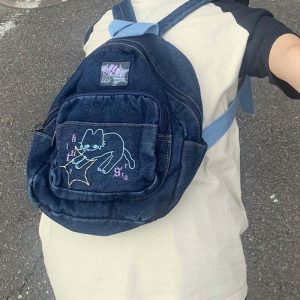 90s aesthetic denim backpack iconic & youthful style 4732