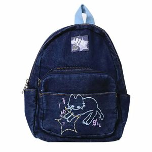 90s aesthetic denim backpack iconic & youthful style 6428