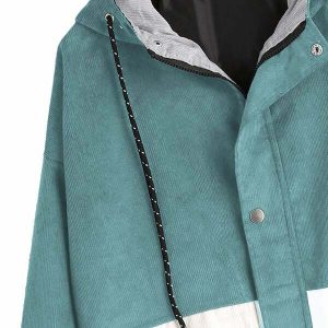 90s inspired corduroy hooded jacket youthful & retro appeal 1828