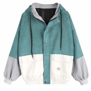 90s inspired corduroy hooded jacket youthful & retro appeal 3265