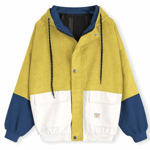 90s inspired corduroy hooded jacket youthful & retro appeal 3875
