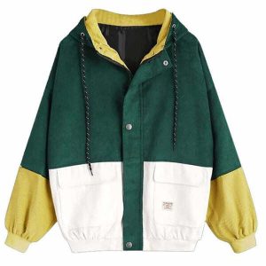 90s inspired corduroy hooded jacket youthful & retro appeal 5458
