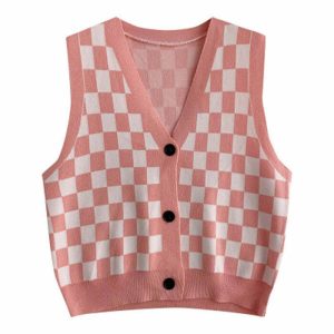aesthetic checkered vest youthful & trendy streetwear 2302