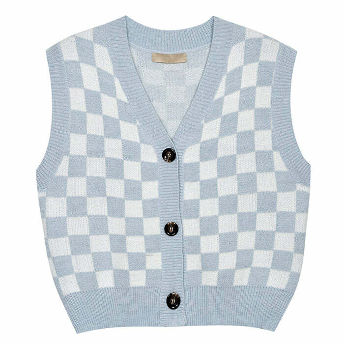 aesthetic checkered vest youthful & trendy streetwear 5030
