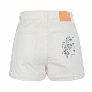 aesthetic embroidered shorts youthful & chic design 7478