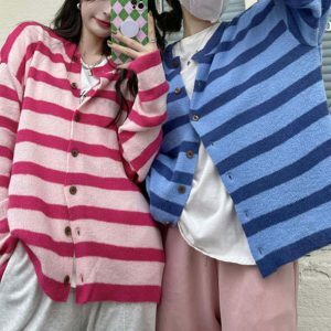 candy crush striped cardigan youthful & vibrant appeal 8759