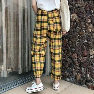casual plaid pants revamped for urban chic & sleek style 1981