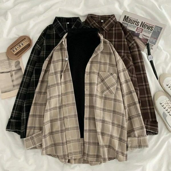 casual plaid shirt   youthful & chic friday aesthetic 4037