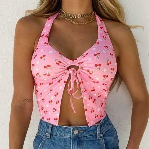 cherry blossom halter top youthful & vibrant style staple 4899