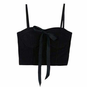 chic bustier top with bow front   y2k streetwear icon 8996