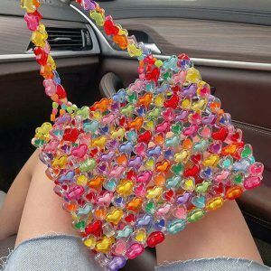 chic candy hearts beaded handbag   y2k streetwear gem 1927