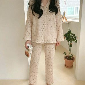 chic cherry pajama set   youthful & comfortable sleepwear 1313