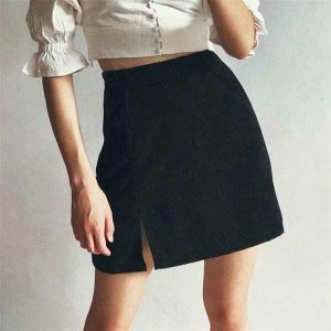 chic corduroy skirt basic yet trendy y2k essential 8006