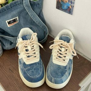 chic denim sneakers with heart detail 3521