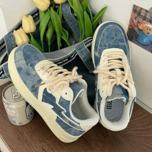 chic denim sneakers with heart detail 4214