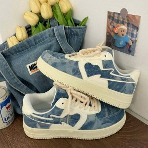 chic denim sneakers with heart detail 5427