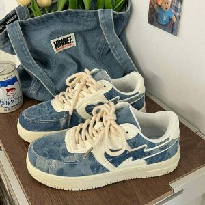 chic denim sneakers with heart detail 7949