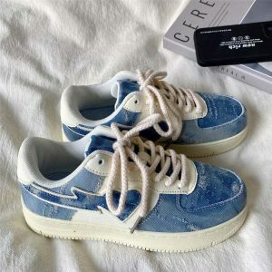 chic denim sneakers with heart detail 8354