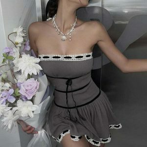 chic french maid dress grey & youthful elegance 1311