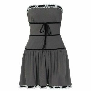 chic french maid dress grey & youthful elegance 2413