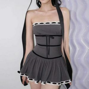 chic french maid dress grey & youthful elegance 5976