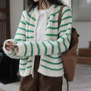 chic french mood striped cardigan   timeless elegance 1867