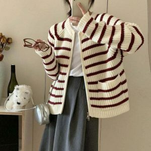 chic french mood striped cardigan   timeless elegance 3031