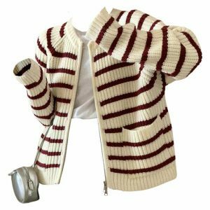 chic french mood striped cardigan   timeless elegance 6337