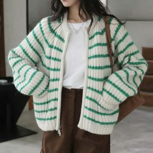 chic french mood striped cardigan   timeless elegance 6724