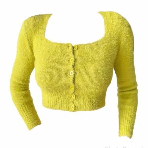 chic fuzzy cropped cardigan youthful & cozy appeal 3419