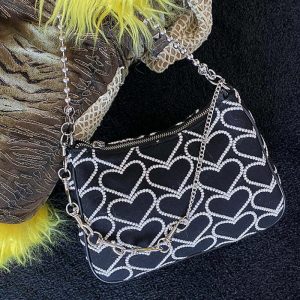 chic heart print chain bag   exclusive & trendy accessory 7248