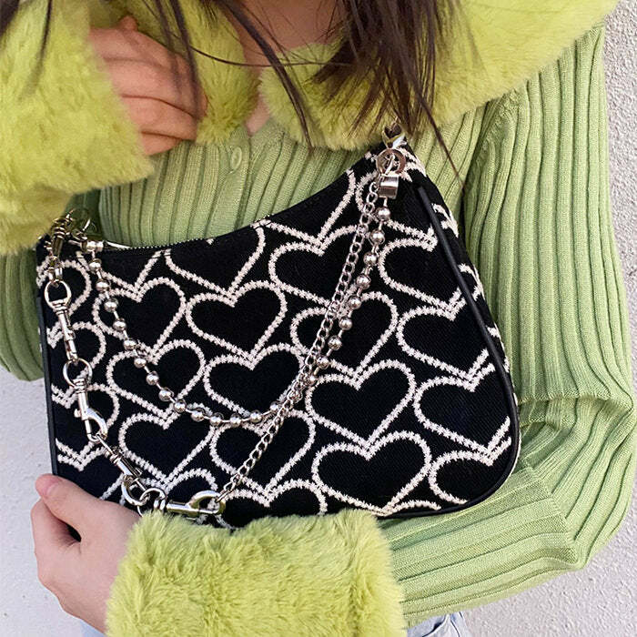 chic heart print chain bag   exclusive & trendy accessory 8245