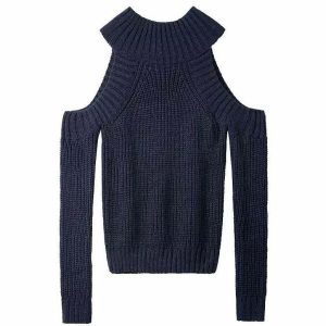 chic knit off shoulder sweater youthful & trendy appeal 1006