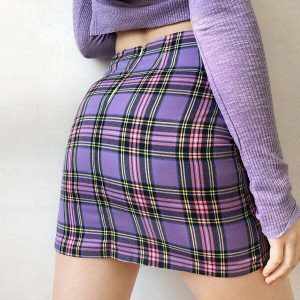 chic mini skirt with good manners print youthful vibes 4031