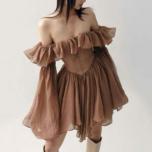 chic mocha brown mini dress sleek & youthful style 7055
