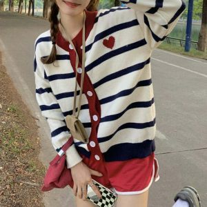 chic paris striped cardigan   youthful & trendy style 1225