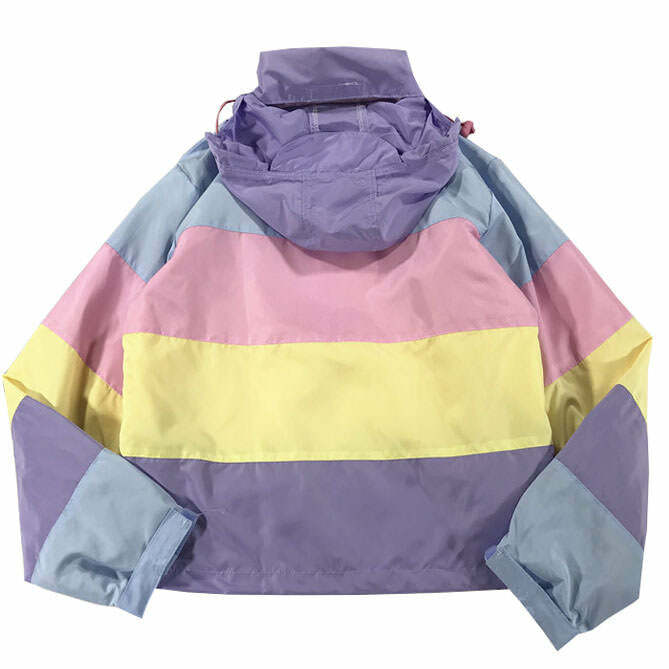 chic pastel rain jacket   waterproof & youthful style 1283