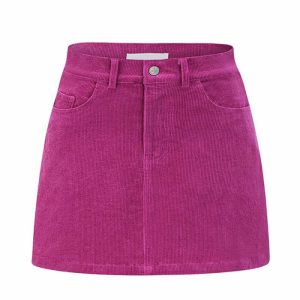 chic pink corduroy mini skirt youthful & trendy style 1633