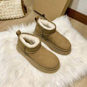 chic platform sheepskin boots   sleek urban comfort 5419