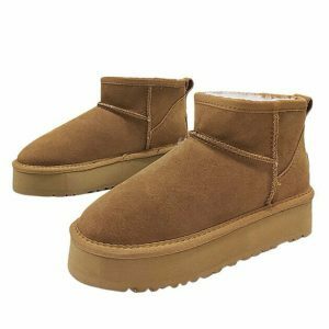 chic platform sheepskin boots   sleek urban comfort 8735