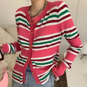 chic ribbed cardigan aesthetic & youth 4401