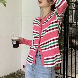 chic ribbed cardigan aesthetic & youth 4712