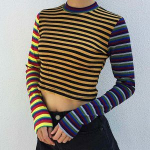 chic ribbed crop knit sweater youthful 1612