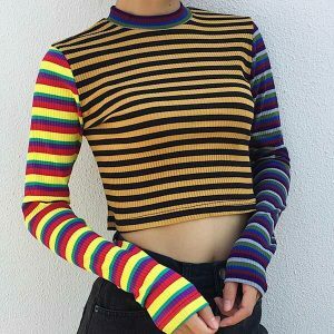 chic ribbed crop knit sweater youthful 6242