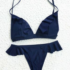 chic ruffle bikini set   youthful & vibrant beachwear 2876