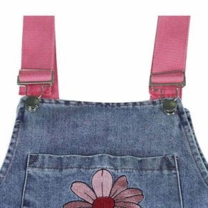 chic sakura embroidered dungaree shorts youthful appeal 1480