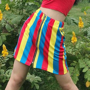 chic striped skirt with elastic waist youthful appeal 1462