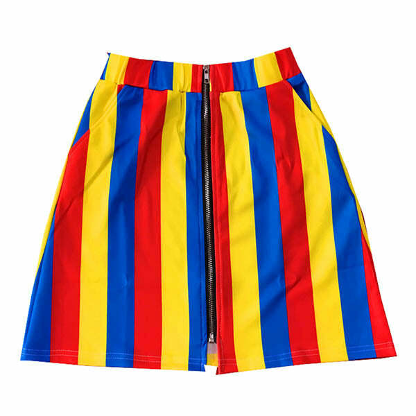 chic striped skirt with elastic waist youthful appeal 7511